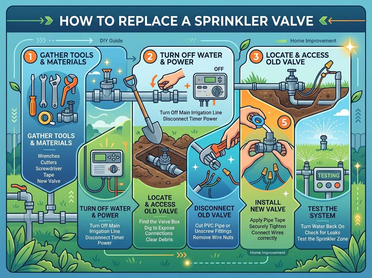 how to replace sprinkler valve
