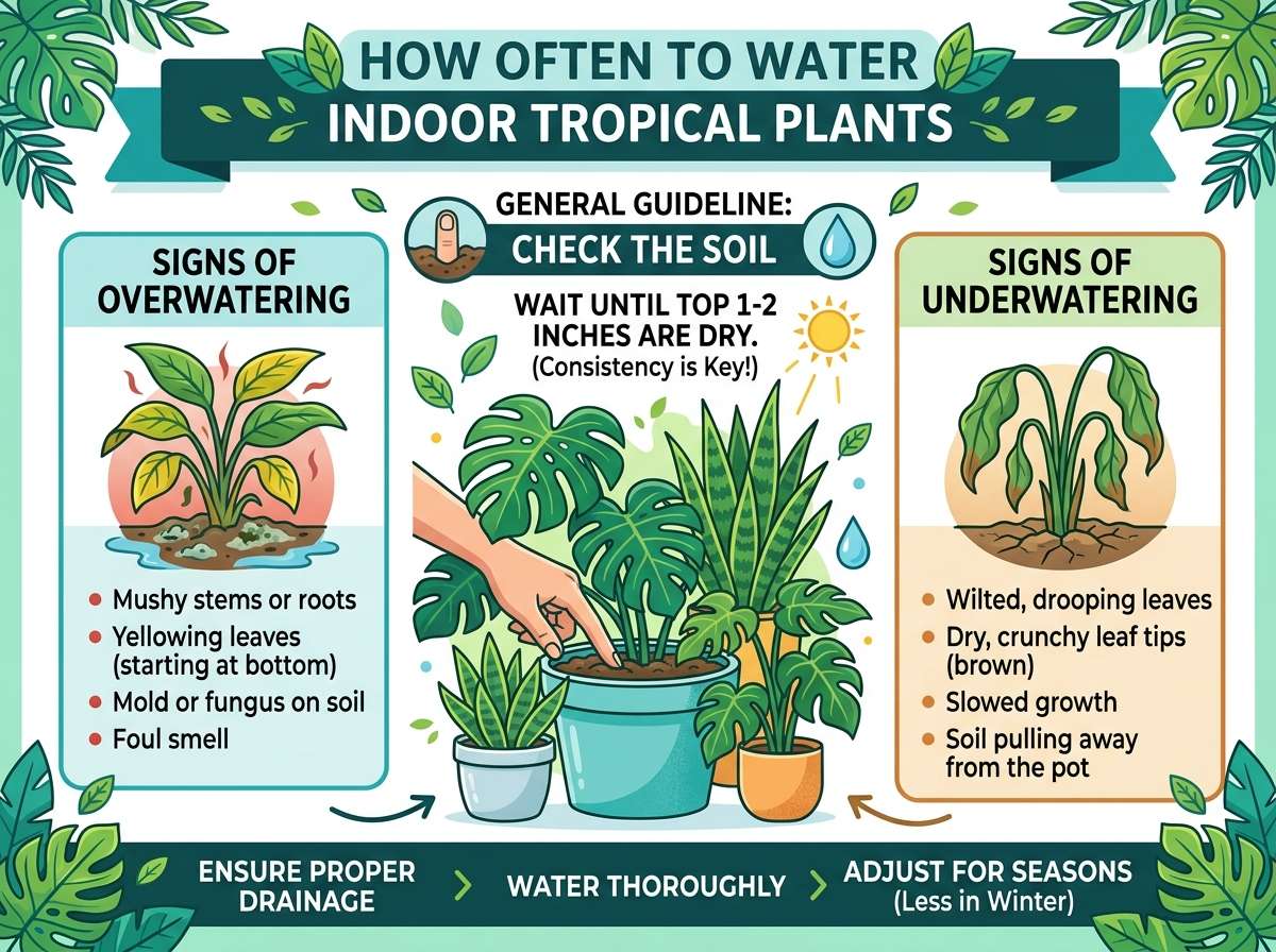 How Often to Water Indoor Tropical Plants